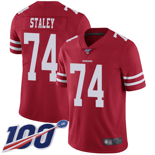San Francisco 49ers Limited Red Men Joe Staley Home NFL Jersey 74 100th Season Vapor Untouchable